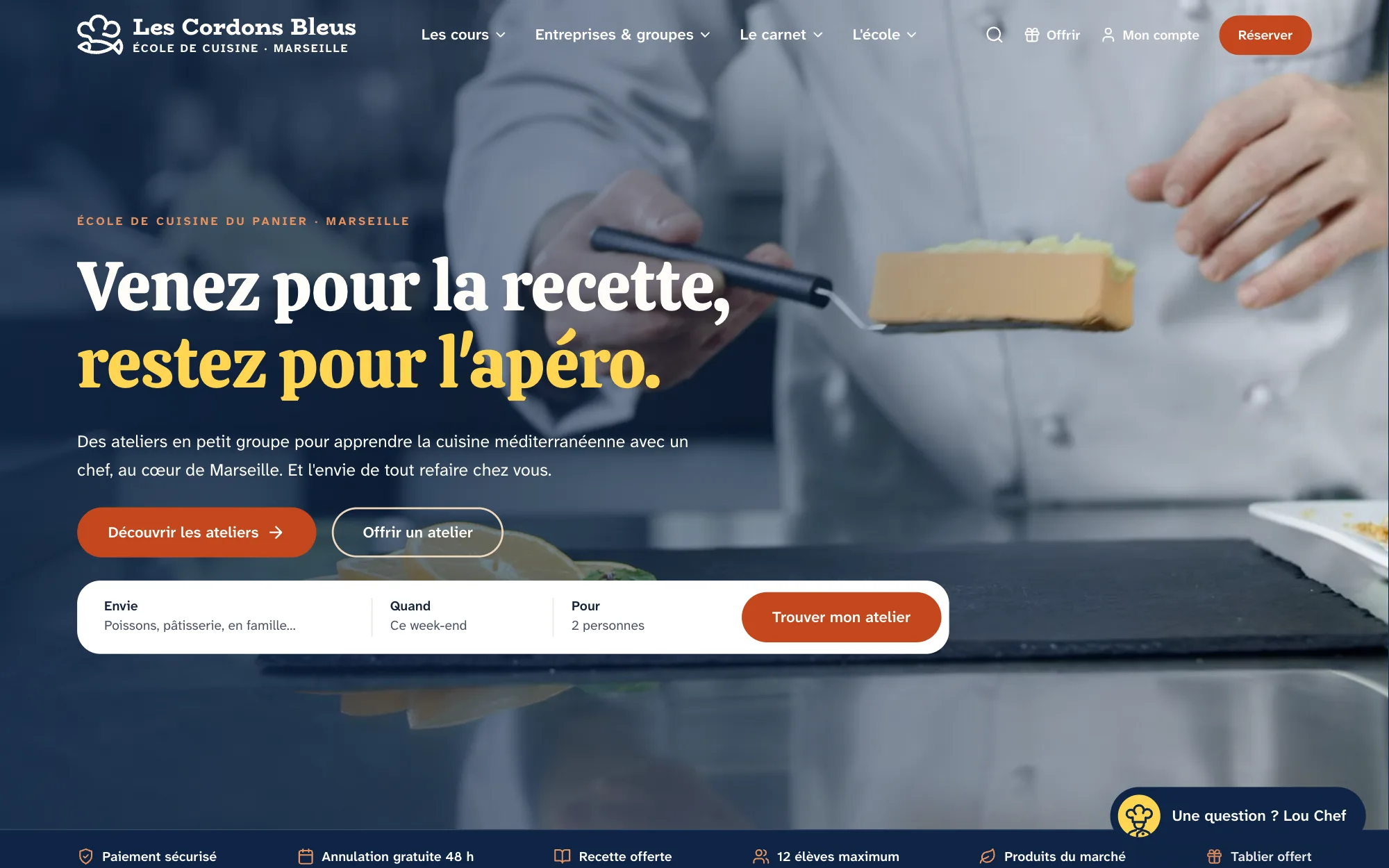 The home page of the coded website, on desktop