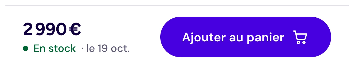 La barre d'achat sur mobile : prix, stock et bouton Ajouter au panier