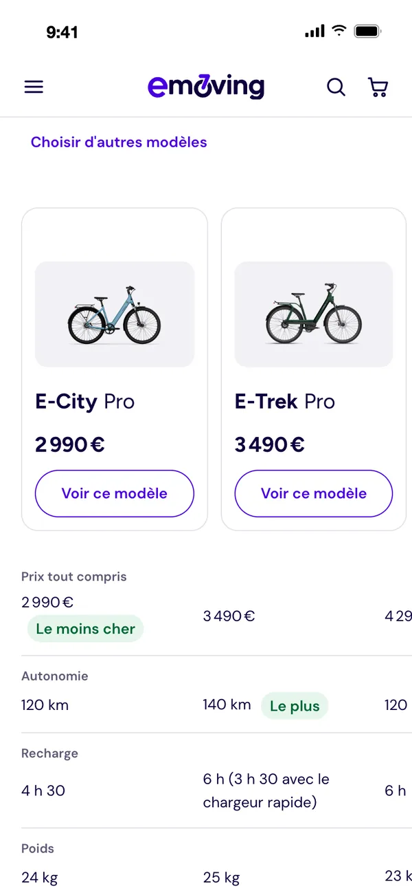Le comparateur sur mobile